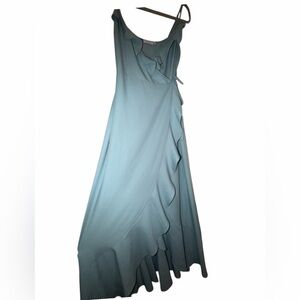 Shoe Dazzle Light Blue Ruffle Wrap Dress